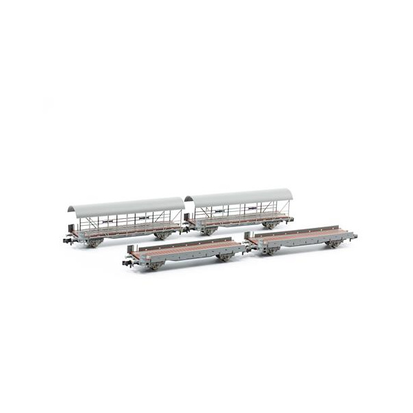 Liliput N BLS Auffahrwagen/Autoverladewagen, 4-teilig