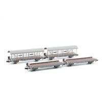 Liliput N BLS Auffahrwagen/Autoverladewagen, 4-teilig