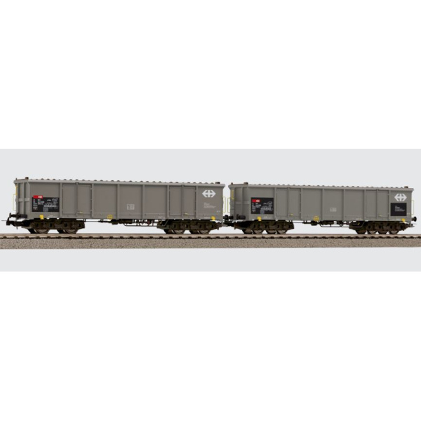 PIKO H0 DC Hochbordwagen Eaos, SBB CFF FFS, grau, 2er Set