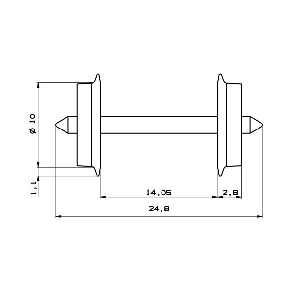 Roco H0 AC Radsatz Wechselstrom, &Oslash; 10,0mm (2 St&uuml;ck)