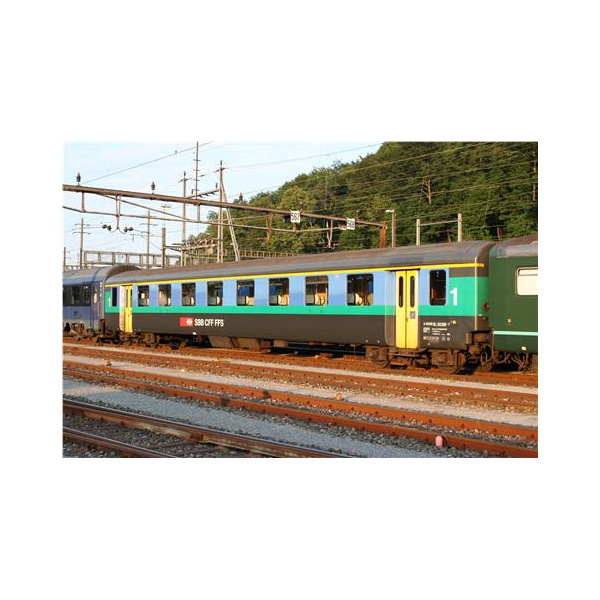 PIKO H0 DC Personenwagen-Set, SBB EW I A, 1. Klasse, Papagei