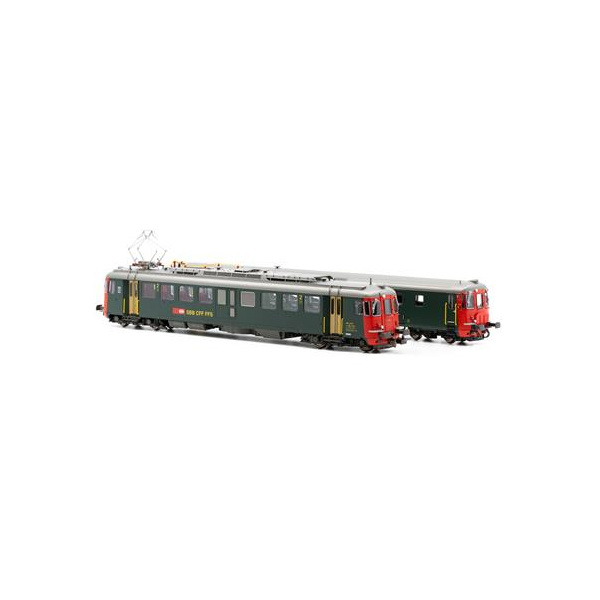 PIKO H0 DC Triebwagen RBe 4/4 Serie 1447 + BDt EW II, SBB, gr&uuml;n, Front rot, digital Sound