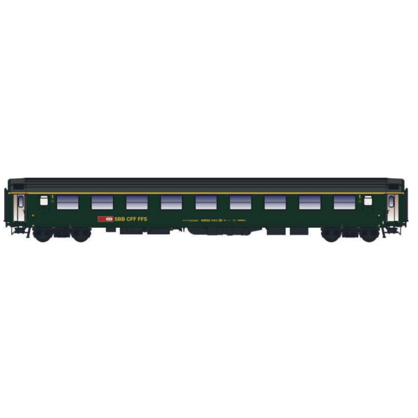 L.S. Models H0 DC SBB Schnellzugwagen UIC-X Am 1.Kl., gr&uuml;n, neues Logo