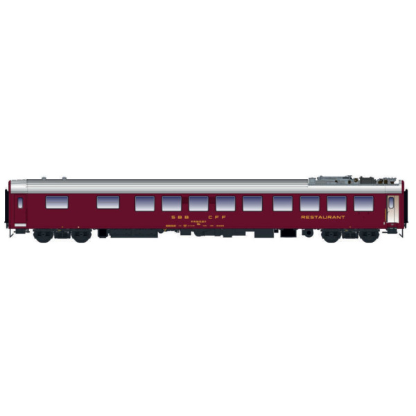 L.S. Models H0 DC SBB Speisewagen UIC-X WRm 2. Kl., rot, altes Logo