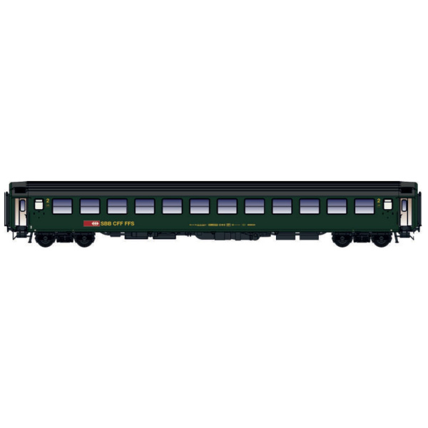 L.S. Models H0 DC SBB Schnellzugwagen UIC-X Bm 2. Kl., gr&uuml;n, neues Logo