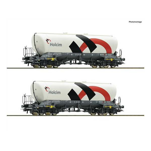Roco H0 DC 2-tlg. Set: Silowagen, Wascosa/Holcim
