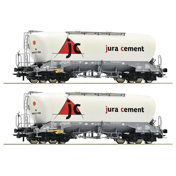 Roco H0 DC Silowagen Uacns "Jura Cement", Set mit 2 Wagen, neue Betriebnummern