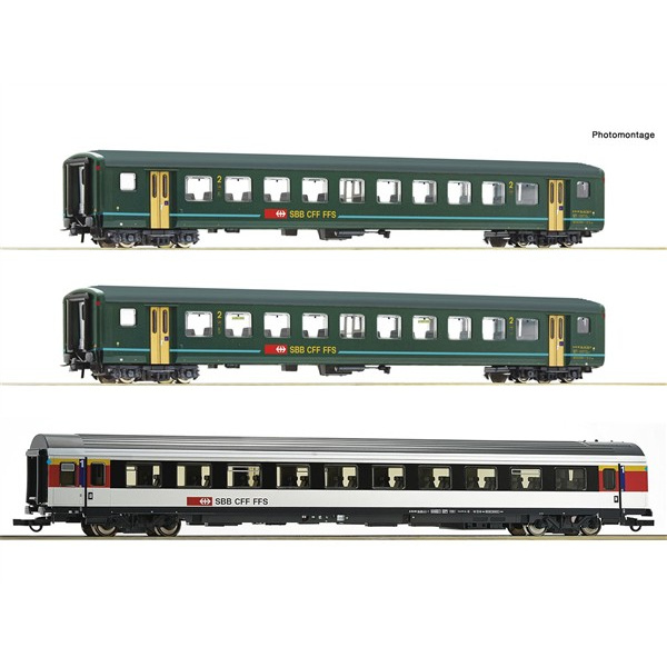 Roco H0 DC Personenwagen Set 1, "B&ouml;zberg Interregio", SBB, 3-teilig