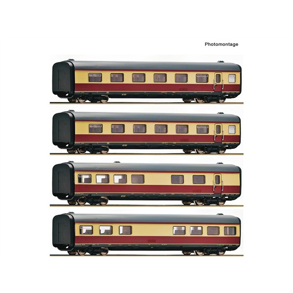 Roco H0 AC Mittelwagen zum Gasturbinentriebzug BR 602, DB, rot/beige, 4-teilig