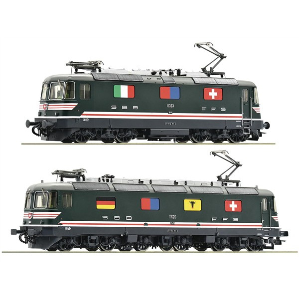 Roco H0 DC Elektrolokomotiven Re 10/10 mit Re 6/6 und Re 4/4 II SBB, gr&uuml;n, analog