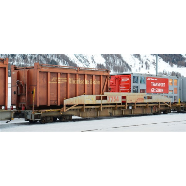 BEMO H0m Tragwagen Sl 7762 RhB, ACTS-Tragwagen, RhB & B&uuml;nder G&uuml;terbahn (Hafen)