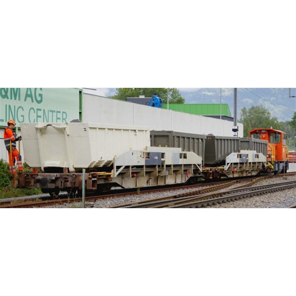 BEMO H0m Tragwagen P 10049 RhB, Schlackenmulden (hell + dunkel)