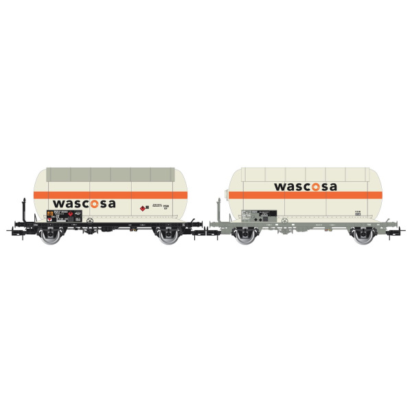 Rivarossi H0 DC SBB, 2er-Set 2-achsiger Gaskesselwagen &ldquo;WASCOSA&rdquo;, Ep.V
