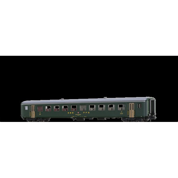 Brawa N DC Personenwagen EW II, B, 2. Kl., gr&uuml;n, alte Beschriftung SBB CFF FFS