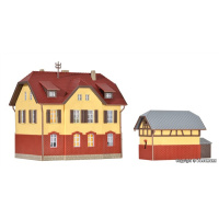 Kibri N Eisenbahnergeb&auml;ude mit Nebengeb&auml;ude inkl. Hausbeleuchtungs-Startset