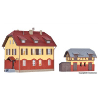 Kibri N Eisenbahnergeb&auml;ude mit Nebengeb&auml;ude inkl. Hausbeleuchtungs-Startset