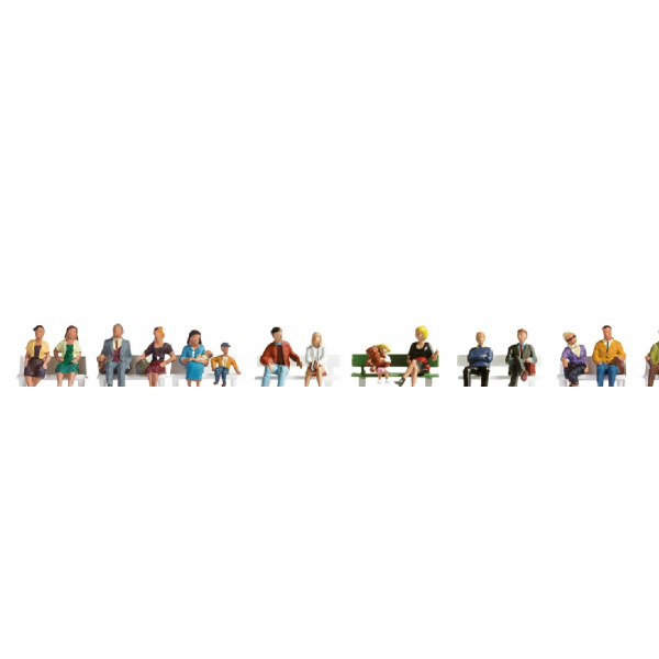 NOCH H0 Reisende sitzend, 18 Figuren