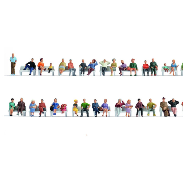 NOCH H0 Reisende sitzend und stehend, 60 Figuren HOBBY