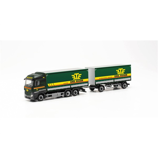 Herpa H0 Mercedes-Benz Streamspace 2.5 Planen-H&auml;ngerzug "Emil Egger" (Schweiz/St. Gallen)