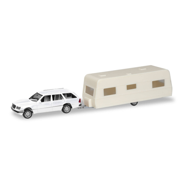 Herpa H0 MiniKit: Mercedes-Benz E-Klasse T-Modell mit Wohnanh&auml;nger