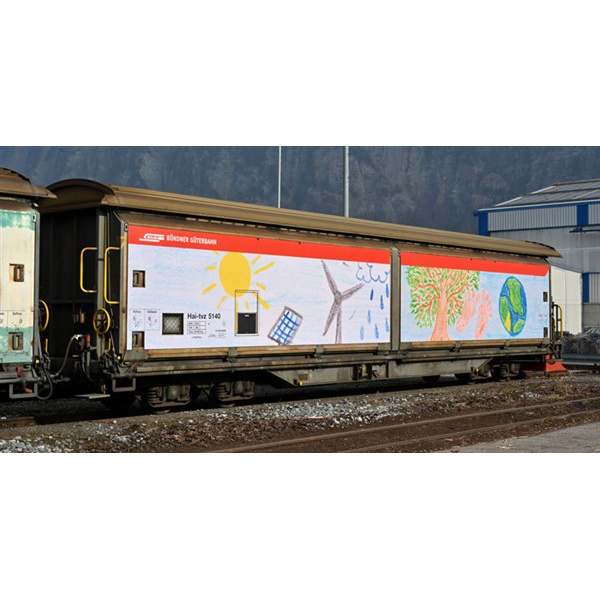 BEMO H0m Schiebewandwagen Hai-tvz 5140 RhB "nachhaltige Transporte"