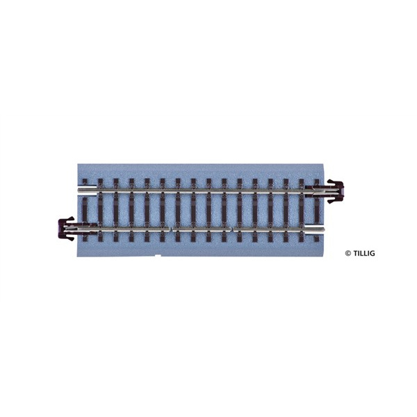 TilligBahn H0m DC Schaltgleis mit Bettung gerade, braun, 83mm, G2
