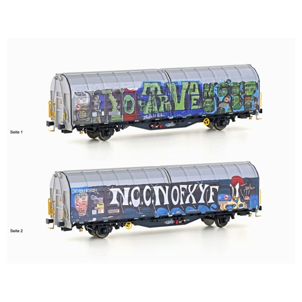 Albert Modell H0 DC Schiebewandwagen Hbbillns, SBB, Graffiti Edition