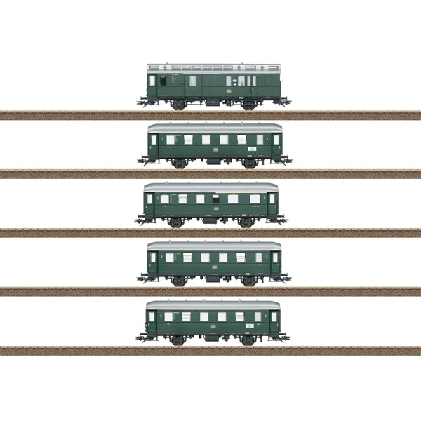 Trix H0 DC Reisezugwagen-Set, DB, gr&uuml;n, 5-teilig, Innebeleuchtung