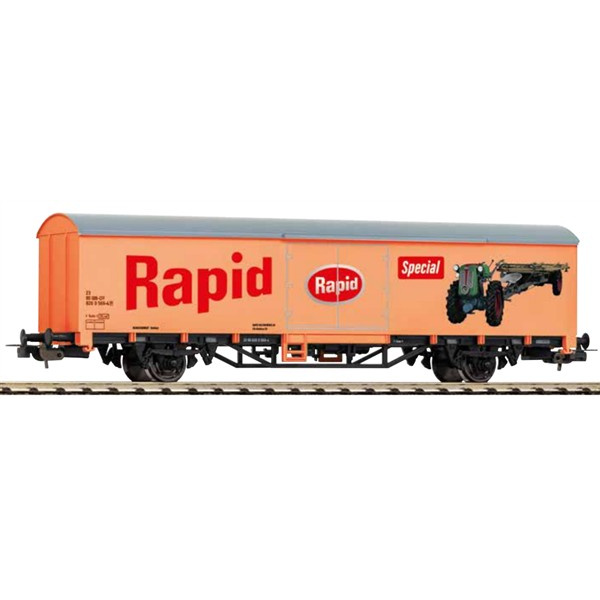 PIKO H0 DC Gedeckter G&uuml;terwagen "RAPID", orange