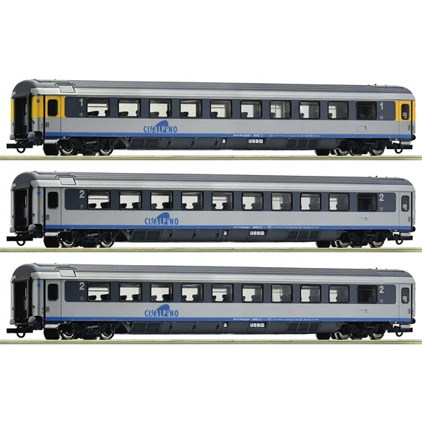 Roco H0 DC Personenwagen Set 2, Cisalpino, CIS, 3-teilig