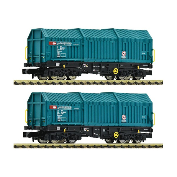 Fleischmann N Teleskophaubenwagen Shimmns, SBB, t&uuml;rkis, 2 Wagen