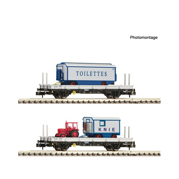 Fleischmann N Rungenwagen Kps, SBB, ZIRKUS KNIE, 2 Wagen