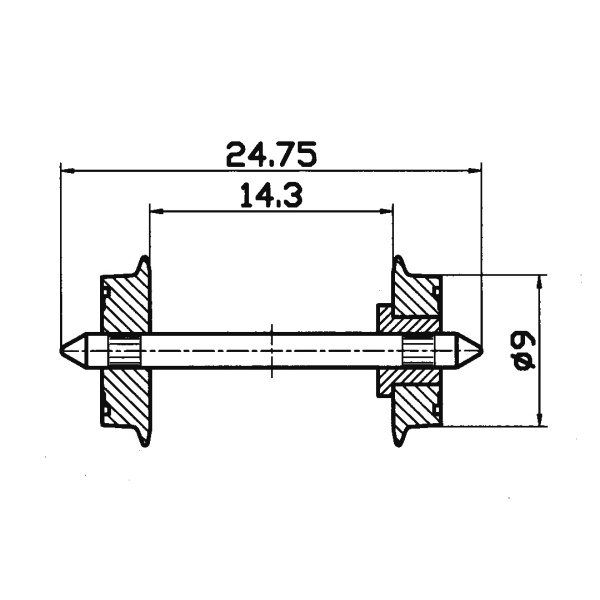 Roco H0 DC Radsatz Gleichstrom, &Oslash; 9,0mm (2 St&uuml;ck)