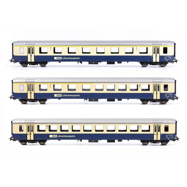 PIKO H0 AC Personenwagen-Set, BLS EW I 1x A, 1x AB, 1x B, mit Wortschrift