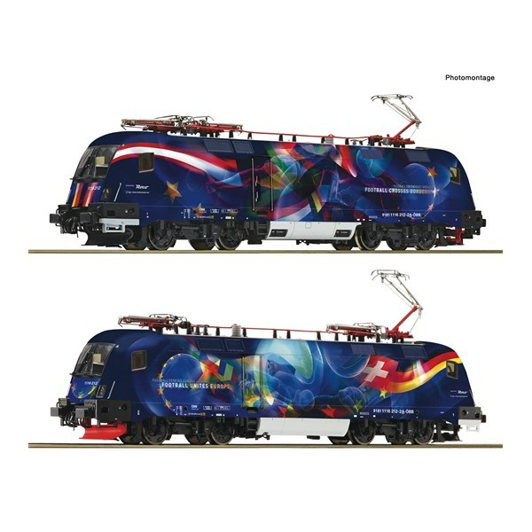Roco H0 DC Elektrolokomotive Rh 1116 &bdquo;Fu&szlig;ball vereint Europa&ldquo;, &Ouml;BB, digital Sound