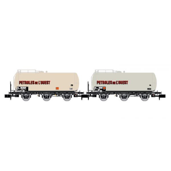 Arnold N DC Kesselwagen SNCF, P&eacute;troles de lOuest, 3-achsig, 2 Wagen, grau