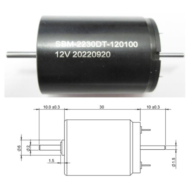sb-Modellbau Glockenanker Motor 22mm SBM-2230DT - 2 Wellen (12 V) - 9900 U/min