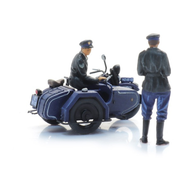 Artitec H0 Reichspolizeimotorrad mit Beiwagen + 2 Figuren