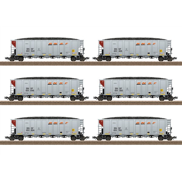 Trix H0 DC Hopper Car Set BNSF, Kohletransportwagen, 6 Wagen