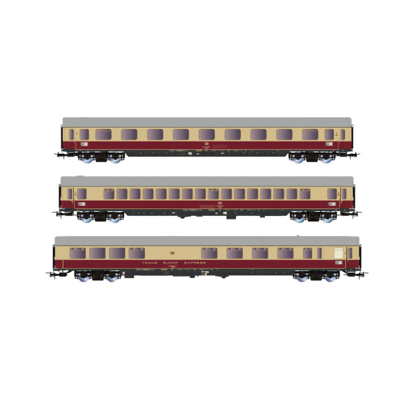 Rivarossi H0 DC Wagenset TEE Helvetia, DB, 1.Klasse Ep. IV, rot/cr&eacute;me