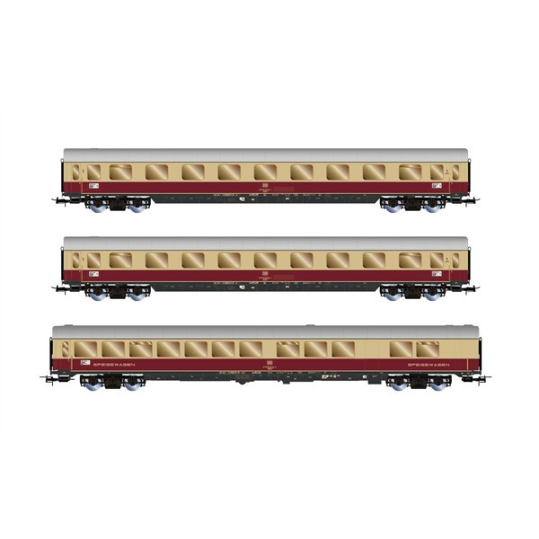 Rivarossi H0 DC Wagenset TEE Helvetia, DB, 2x A, 1 x WR, Ep IV, rot/cr&eacute;me