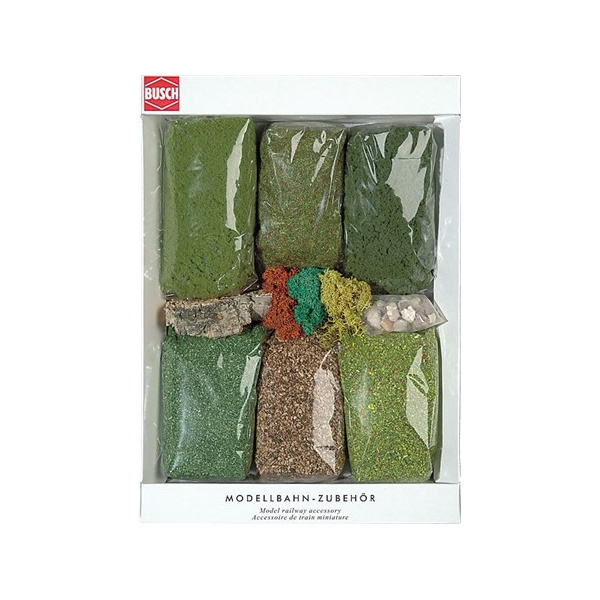 BUSCH Gel&auml;ndebau-Sortiment, Gras, Fels, Steine