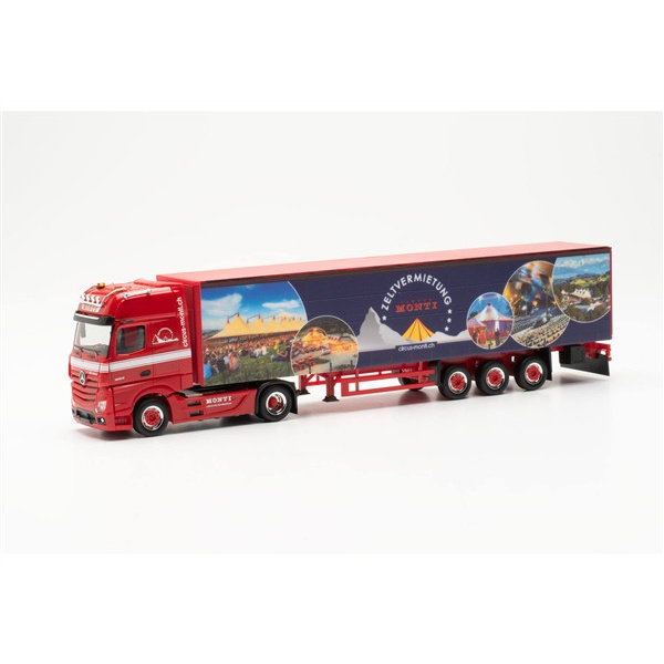 Herpa H0 Mercedes-Benz Actros 18 Gigaspace Gardinenplanensattelzug "Circus Monti"
