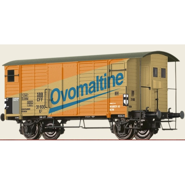 Brawa H0 DC Gedeckter G&uuml;terwagen K2 "Ovomaltine" SBB