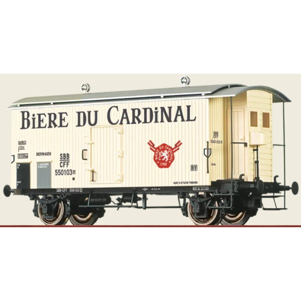 Brawa H0 DC Gedeckter G&uuml;terwagen K2 "Bi&egrave;re du Cardinal" SBB