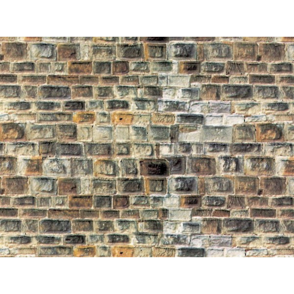 Vollmer H0 Mauerplatte Sandstein hellgrau aus Karton, 25 x 12,5 cm