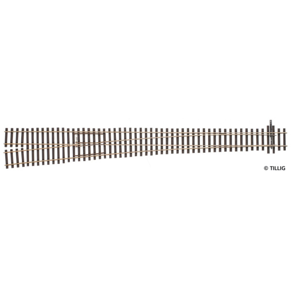 Tillig H0 Weiche links, Herzst&uuml;ckwinkel 6,3&deg;, Abzweig 6,34&deg;, Radius 2.200, L&auml;nge 388mm