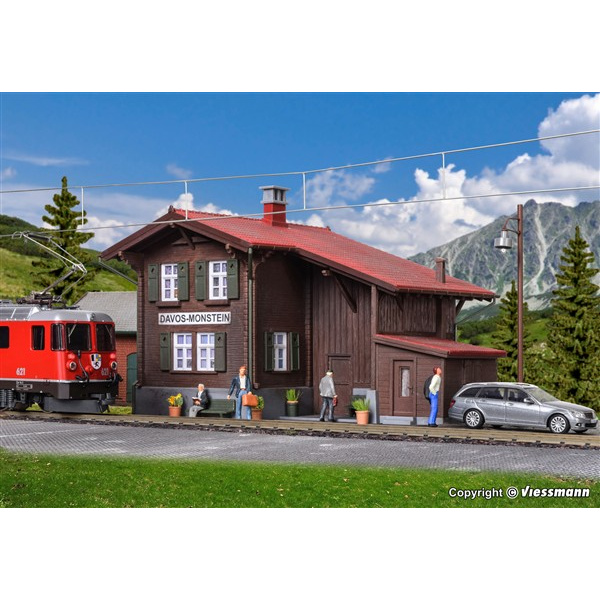 Kibri H0 Bahnhof Davos-Monstein inkl. Hausbeleuchtungs- Startset, Funktionsbausatz
