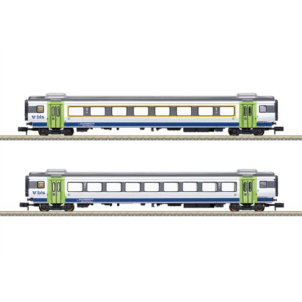 Minitrix N DC Schnellzugwagen-Set EW III BLS, "Goldenpasslinie", 2 Wagen