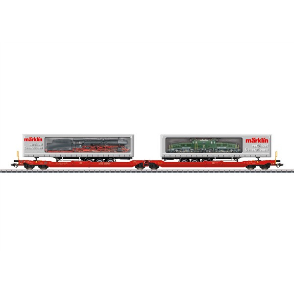 M&auml;rklin H0 AC Doppel-Taschenwagen Sdggmrss 738, DBAG
